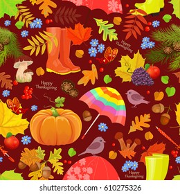 cute seamless texture with autumn elements
