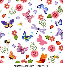 Cute Seamless Texture Flying Insects Stock Vector (Royalty Free ...