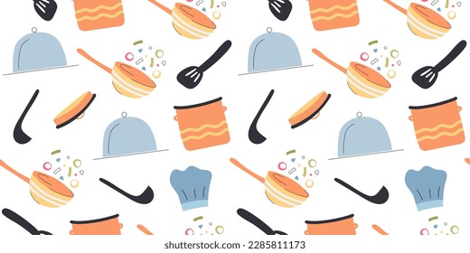 Cute seamless texture with of kitchen utensils