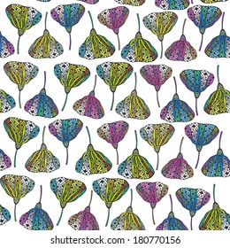 Cute seamless texture with perfect flowers. Cute hand drawn floral botanical background. Vector file organized in groups for easy editing. 