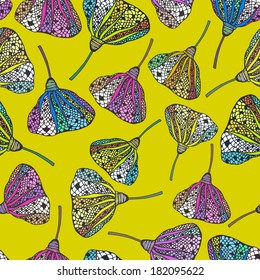 Cute seamless texture with perfect flowers. Cute hand drawn floral botanical background. Vector file organized in groups for easy editing. 