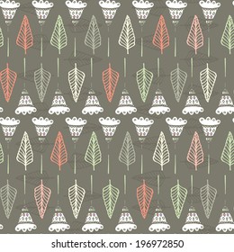 Cute seamless texture with perfect natural leaves. Hand drawn botanical background. Use this pattern for wedding invitations, wrapping or as a background on your website.