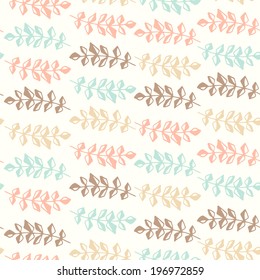 Cute seamless texture with perfect natural leaves. Hand drawn botanical background. Use this pattern for wedding invitations, wrapping or as a background on your website.