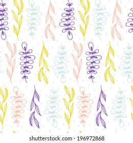 Cute seamless texture with perfect natural leaves. Hand drawn botanical background. Use this pattern for wedding invitations, wrapping or as a background on your website.