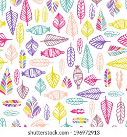 Cute seamless texture with perfect natural leaves anf flowers. Hand drawn botanical background. Use this pattern for wedding invitations, wrapping or as a background on your website.