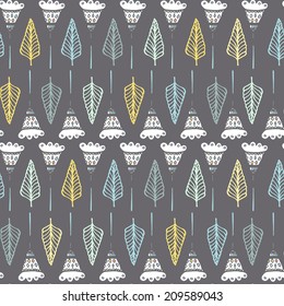 Cute seamless texture with perfect natural leaves. Hand drawn botanical background. Use this pattern for wedding invitations, wraping or as a background on your website.
