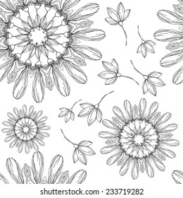 Cute seamless texture with perfect natural flower. Hand drawn botanical background. Use this pattern for wedding invitations, wrapping or as a background on your website.