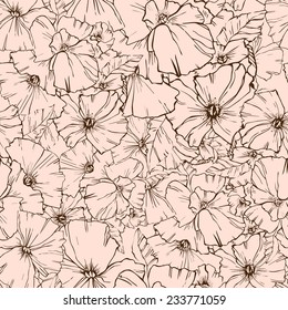 Cute seamless texture with perfect natural flower. Hand drawn botanical background. Use this pattern for wedding invitations, wrapping or as a background on your website.