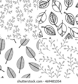 Cute seamless texture with perfect natural leaves. Hand drawn botanical background.
