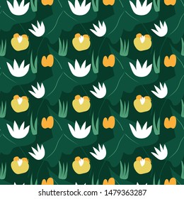 
Cute seamless tropical water plants pattern. Fashionable pattern for printing on fabric and paper.