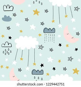 Cute seamless unicorn pattern for kids, baby apparel, fabric, textile, wallpaper, bedding, swaddles with unicorn