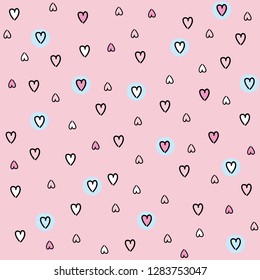Cute seamless valentines day texture. Hearts on a pink background.