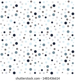 Cute seamless vector background pattern with hand drawn dots in pastel blue on white.  For baby boy shower