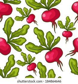 Cute seamless vector hand drawn radish background