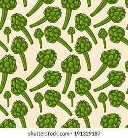 Cute seamless vector hand drawn artichoke background