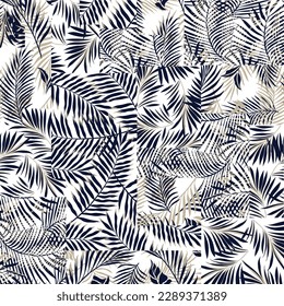 cute seamless vector navy and cream leaf bandanna pattern of white