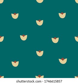 Cute  seamless vector pattern with abstract plants  on the dark blue background. 