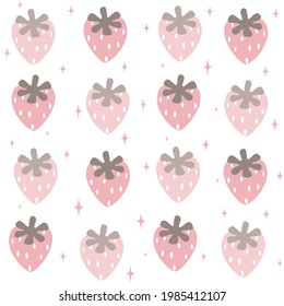cute seamless vector pattern background illustration with strawberries and stars