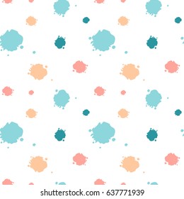 cute seamless vector pattern background illustration with ink blots