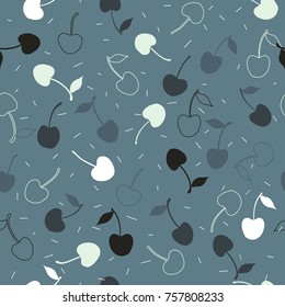 cute seamless vector pattern background illustration with cherry