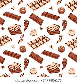 Cute seamless vector pattern with chocolate candies