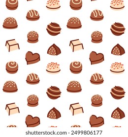 Cute seamless vector pattern with chocolate candies