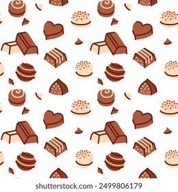 Cute seamless vector pattern with chocolate candies