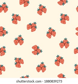 Cute seamless vector pattern with colouful strawberries. St. Valentines day pattern design, wallpaper, digital paper, background