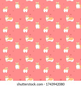 
Cute seamless vector pattern. Corgi dogs