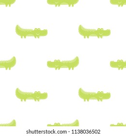 Cute seamless vector pattern with crocodiles