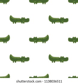 Cute seamless vector pattern with crocodiles