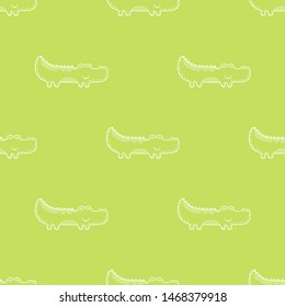 Cute seamless vector pattern with crocodiles. 
Pattern in Scandinavian style.