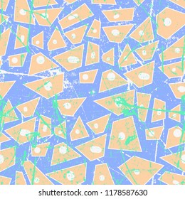 Cute seamless vector pattern with different elements. Fun abstract texture with abstract shapes. Fun modern geometry background.