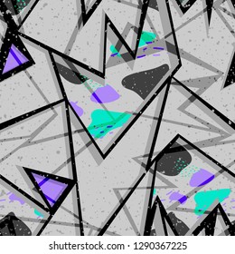 Cute seamless vector pattern with different elements. Fun abstract texture with abstract shapes. Fun modern geometry background.