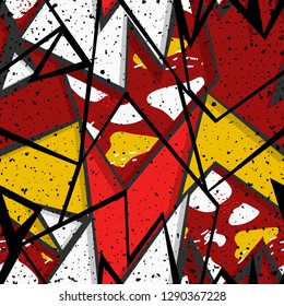 Cute seamless vector pattern with different elements. Fun abstract texture with abstract shapes. Fun modern geometry background.