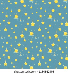 Cute seamless vector pattern with falling stars