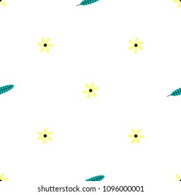 Cute seamless vector pattern with feathers and flowers.