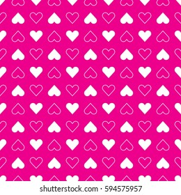 A cute seamless vector pattern featuring repeating hearts. This simple repeating design can be used as a textile print or wrapping paper texture.