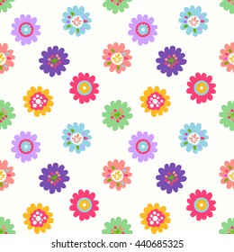 Cute seamless vector pattern with flowers