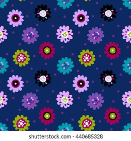 Cute seamless vector pattern with flowers