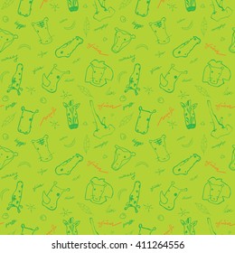 Cute seamless vector pattern with hand drawn africa animals. Perfect  for textile or background for site.