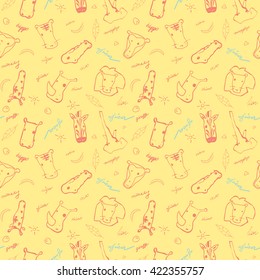 Cute seamless vector pattern with hand drawn africa animals. Perfect  for textile or background for site.