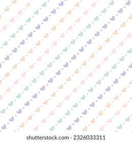 Cute seamless vector pattern with Heart Diagonal Stripe background. Abstract digital design for wallpaper, fashion or other surface pattern printing