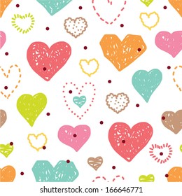 Cute seamless vector pattern with hearts for Valentine's day.