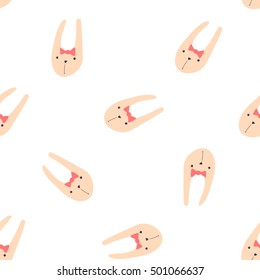 Cute Seamless Vector Pattern of Little Bunnies for Baby Prints