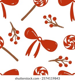 Cute seamless vector pattern with lollipops and bows vector illustration