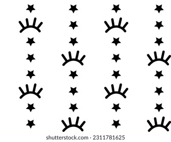 so cute seamless vector pattern of stars and eyelash