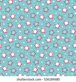 Cute seamless vector pattern with stars.