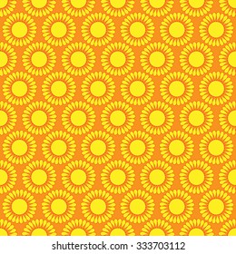 Cute Seamless Vector Pattern Of Sun. Doodle Hand Drawn Style . Bright And Beautiful Retro Seamless Pattern. Retro Patterns Set