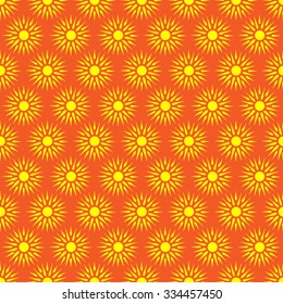 Cute Seamless Vector Pattern Of Sun. Doodle Hand Drawn Style . Bright And Beautiful Retro Seamless Pattern. Retro Patterns Set